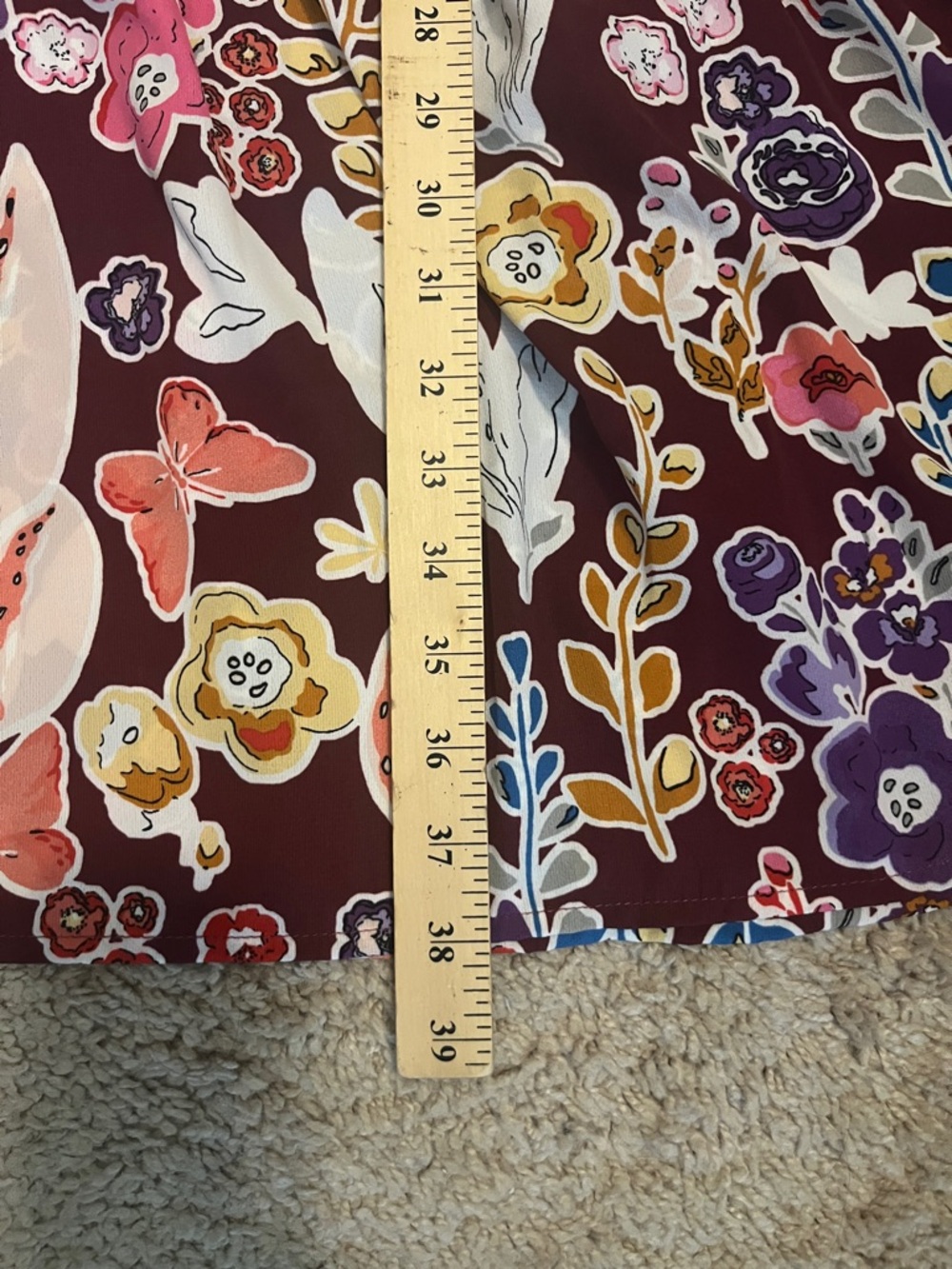 Tiered Floral Maxi Skirt in Burgundy - Picture 5 of 7